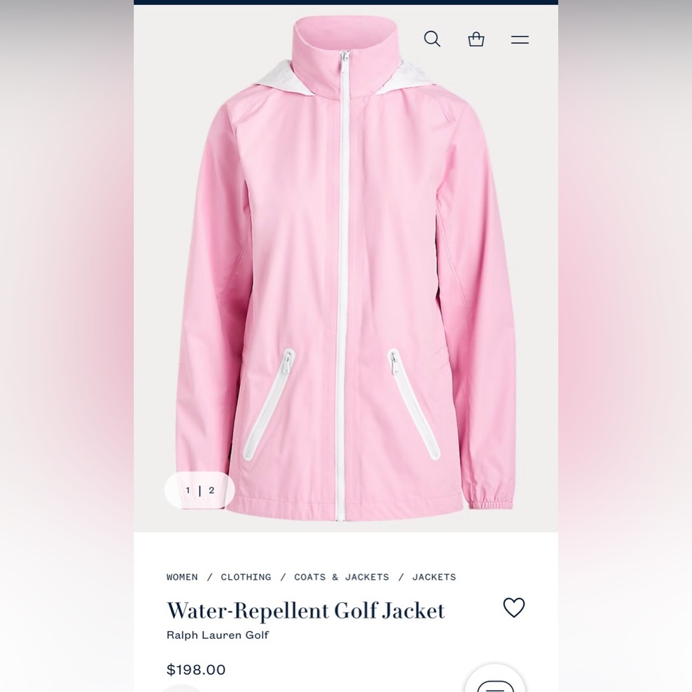 NWOT Ralph Lauren Water Repellent Golf Jacket/Windbreaker in Pink